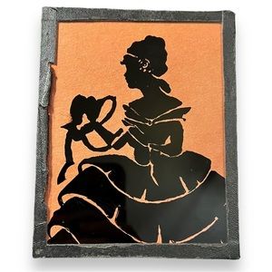 Vintage Antique Scherenschnitte/Silhouette Glass Painting Circa 1940s